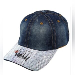 #52-57 Fashion Hat: Cat Mom Denim Hat with BLING! So Cute!
